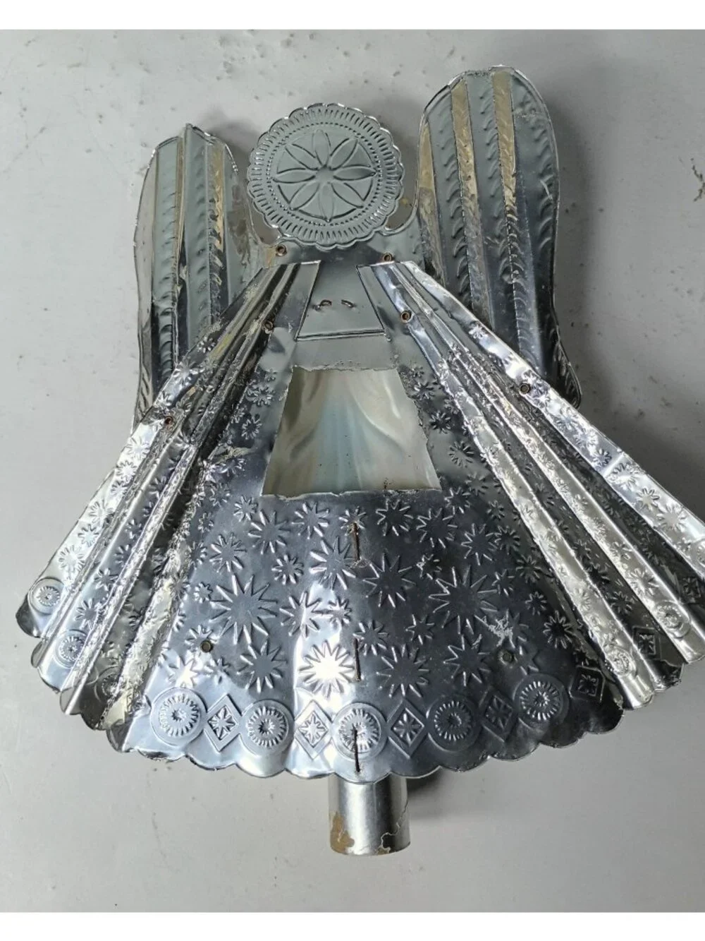 Vtg 50's Accordion Foil Angel Tree Topper Christmas Holiday Celluloid MCM